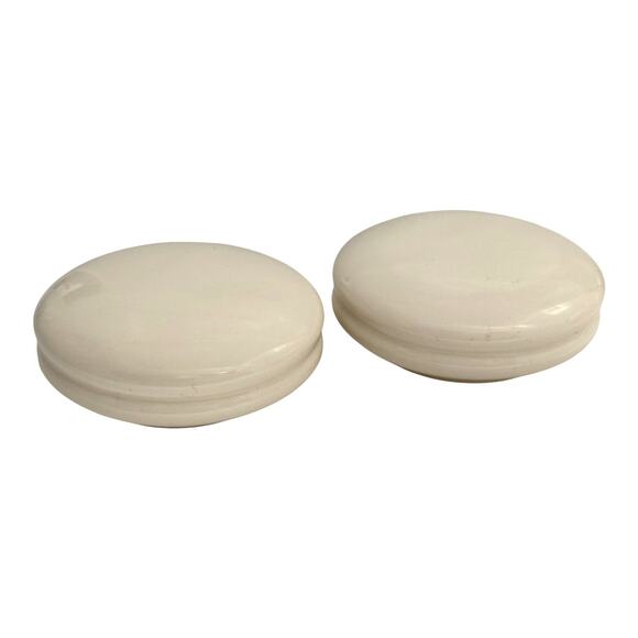 Minimalist Mid Century Claudia Shuride White Disk Toscany Salt & Pepper Shakers - Picture 3 of 5